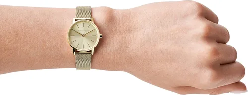 Vista 4 de Armani Exchange - Reloj de cuarzo de acero inoxidable para mujer con correa de cuero