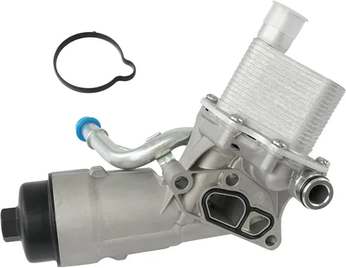 Vista 8 de Conjunto adaptador de carcasa del filtro del enfriador de aceite del motor con junta, inserto de filtro, tapa de aluminio compatible con Turbo 1.4L