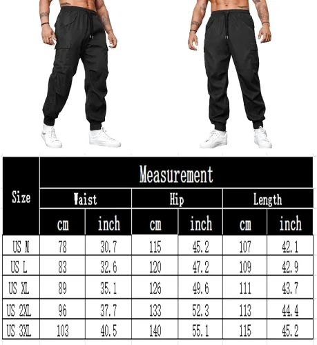 Vista 2 de Lexiart Pantalones cargo de senderismo a la moda para hombre, pantalones deportivos con cordón, pantalones deportivos casuales cónicos