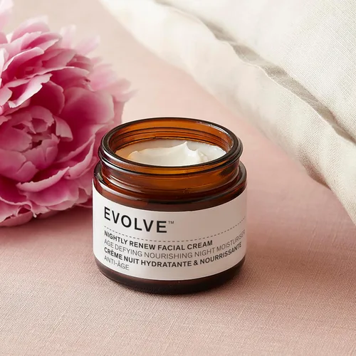 Vista 5 de Evolve Organic Beauty - Crema facial Nightly Renew Nutritiva, suave, regordeta, refrescante Bio retinol, peonía, mezcla de aceites esenciales