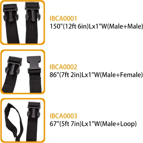 Vista 3 de iCOVER IBCA0003 - Correas de amarre ajustables de liberación rápida de 67 pulgadas (5 pies 7 pulgadas) de largo x 1 pulgada de ancho, macho+bucle, 6