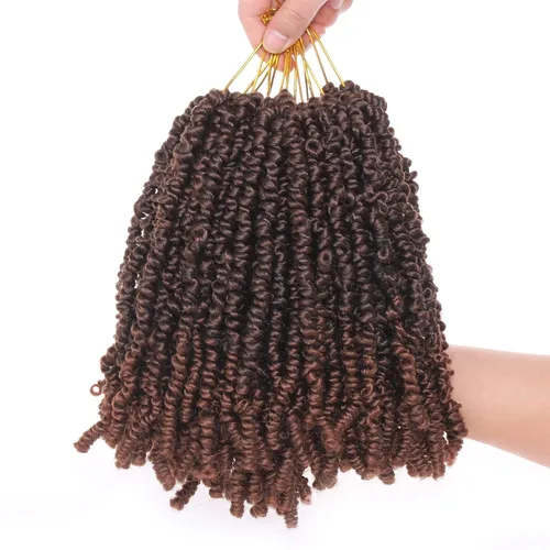 Vista 39 de Leeven Cabello rubio degradado de 14 pulgadas, pretrenzado y trenzado de pasión, 8 paquetes de extensiones de cabello sintético bohemio para mujeres