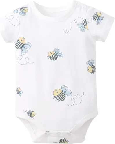 Vista 4 de pureborn Mameluco para bebé, paquete de 2 unidades, unisex, de algodón suave, de una pieza, para niños y niñas de 0 a 24 meses