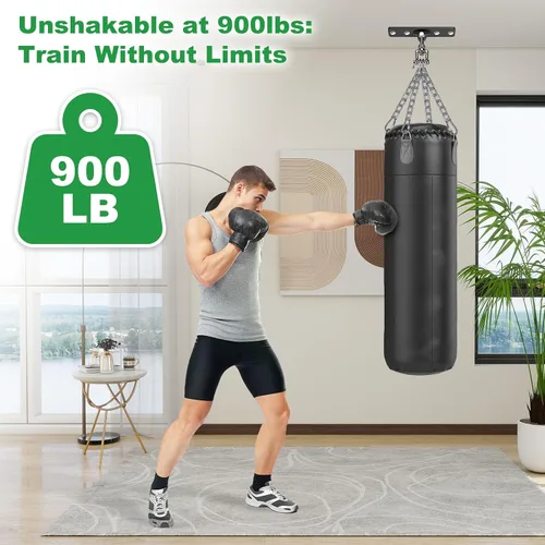 Vista 4 de SELEWARE Colgador de Saco de Boxeo de Servicio Pesado y Abrazadera de Viga para Boxeo, Muay Thai, MMA F: Soporte de techo para saco de boxeo