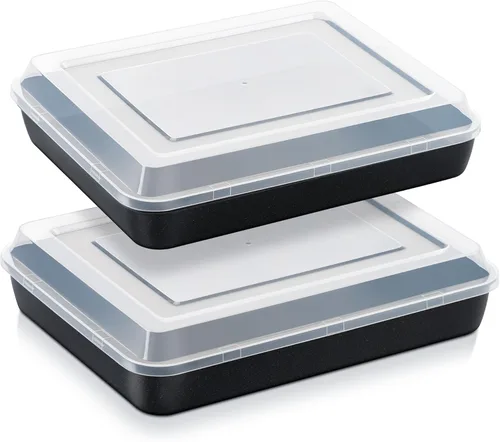 Vista 8 de E-far Bandeja para hornear con tapa, 9.4 x 7.3 x 2 pulgadas, antiadherente, rectangular, de acero inoxidable, para horno tostador, utensilios