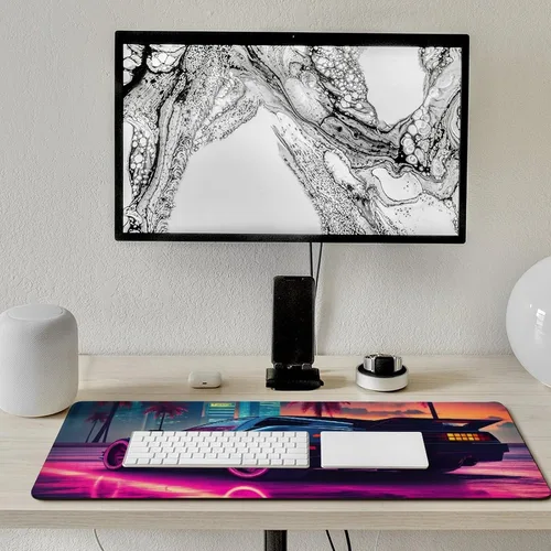 Vista 6 de Large Mouse Pad JDM Sports Car NSX Neon Palm Trees Synthwave Desk Mat Computer Accessories Gaming Office Organizers Supplies Decor Essentials