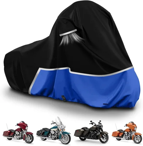 Vista 10 de Cubierta impermeable para motocicletas de repuesto para modelos Harley Davidson Cruiser, tela Oxford 420D Softail, Dyna, Iron 883, Fat Boy 114