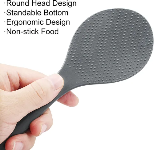 Vista 4 de Hitefu Cuchara de arroz antiadherente, cuchara de arroz de pie de silicona, espátula profesional para servidor de papas resistente al calor