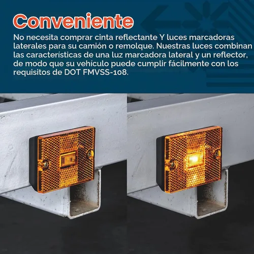 Vista 2 de TRUE MODS - Luz de marcador lateral LED ámbar [certificado DOT] [IP67 resistente al agua] [reflector integrado] para remolques de lanchas