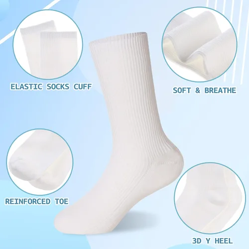 Vista 16 de Eyean Calcetines deportivos para niños y niñas, de algodón, uniformes escolares, casuales, básicos, 6 pares