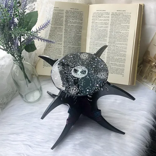 Vista 6 de FUNSHOWCASE Witchy - Taburete de mesa de altar de resina epoxi, molde de silicona para fundición, paquete de 2 unidades, luna creciente, serpiente
