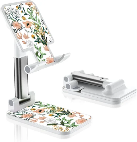 Vista 18 de Soporte de teléfono plegable para escritorio - Soporte de teléfono celular de ángulo ajustable - Adecuado para iPhone, Samsung - Flor negra