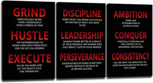 Vista 18 de Arte de Pared Motivacional 40 Razones para Entrenar 3 Piezas Pintura Impresión en Lienzo Decoración de Oficina Póster Mentalidad Millonaria