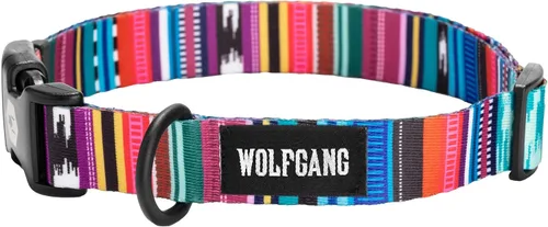 Vista 44 de Wolfgang - Collar de perro resistente y ajustable con hebilla de nailon de liberación rápida para caminar y entrenar, estampado BrookTrout, talla S