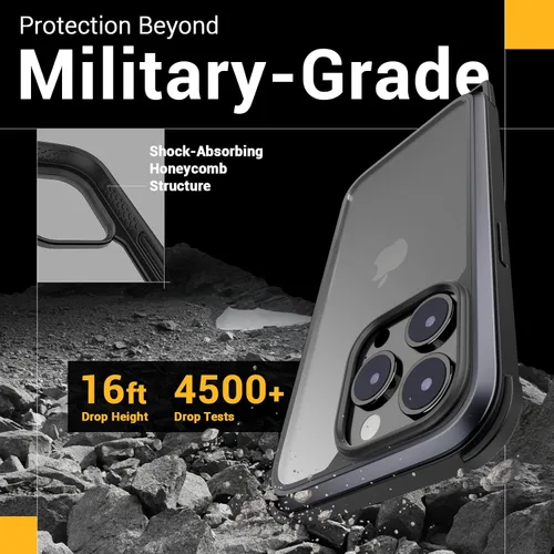 Vista 5 de MAGEASY Funda con correa para teléfono 15 Pro Max - Protección resistente contra caídas de 16 pies, funda cruzada premium de 6.7 pulgadas con cordón