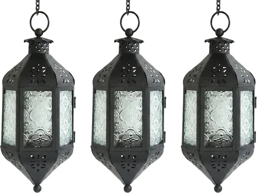 Vista 24 de Vela Lanterns Farol portavelas decorativo marroquí colgante de 11.5 pulgadas, portavelas para interiores y exteriores, para patio, porche, ramadán