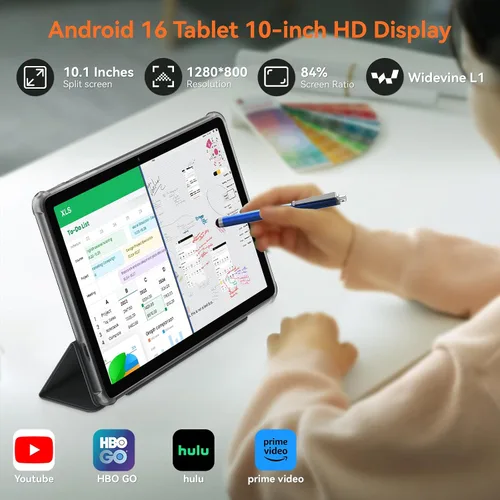 Vista 2 de Tableta, tableta Android 16 2026 con teclado y mouse, tabletas de 10 pulgadas, 24 GB de RAM 256 GB de ROM (expansión de 2 TB), juegos Octa-Core