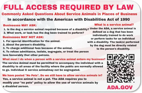 Vista 3 de Tarjeta personalizada de animales de servicio estadounidense con código QR Enlace al juego de etiquetas de ley y collar de ADA v2.