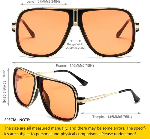 Vista 2 de LIXX Lentes de sol piloto estilo retro de los años 80 con detalles dorados de lujo, protección UV400, marco de metal y estilo vaquero chic