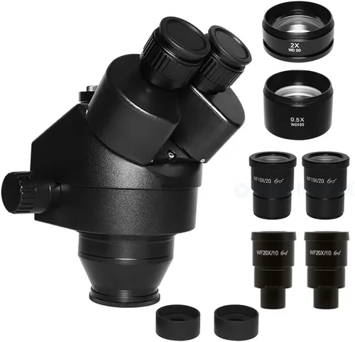 Vista 5 de Kit de microscopio negro/blanco simulado 7X-45X 3.5X-180X Microscopio Zoom Cabezal de microscopio estéreo para reparación de teléfono PCB 3.5X-180X