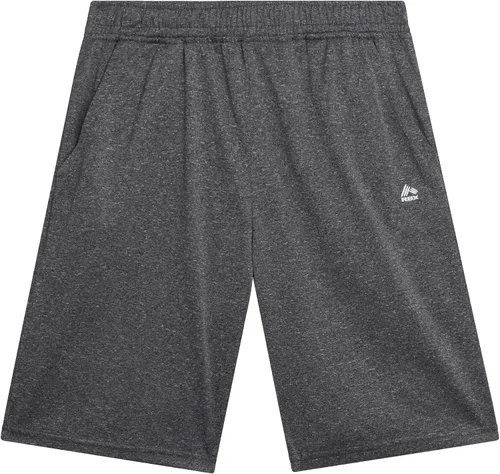 Vista 6 de RBX Pantalones cortos deportivos para niños, paquete de 2 pantalones cortos transpirables de poliéster con bolsillos, pantalones cortos activos