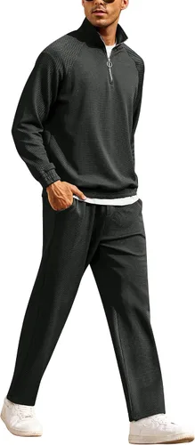 Vista 9 de COOFANDY Conjunto deportivo de 2 piezas con capucha y bolsillo para hombre