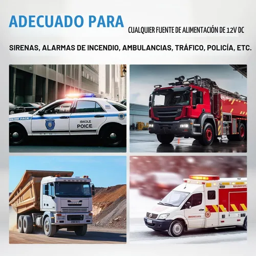 Vista 6 de Bocina de sirena de coche de 7 tonos con micrófono, sirena de alarma de 12 V 100 W, amplificador de emergencia con micrófono, sistema de altavoces