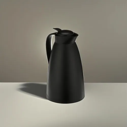 Vista 4 de Garrafa térmica Alfi de plástico esmerilado al vacío con vidrio, Negro