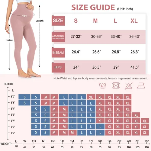 Vista 4 de Refeel Women's Maternity Leggings Over The Belly Pregnancy Workout Active Stretchy Pants