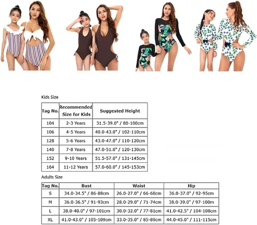 Vista 7 de Traje de baño para madre e hija, traje de baño familiar a juego para niños y niñas, conjunto de bikini con volantes para mujer, traje de baño