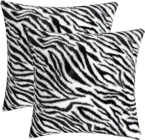 Vista 7 de Juego de 2 fundas de almohada con estampado de tigre de 18 x 18 pulgadas, fundas de almohada de piel sintética marrón y negra, suaves y esponjosas