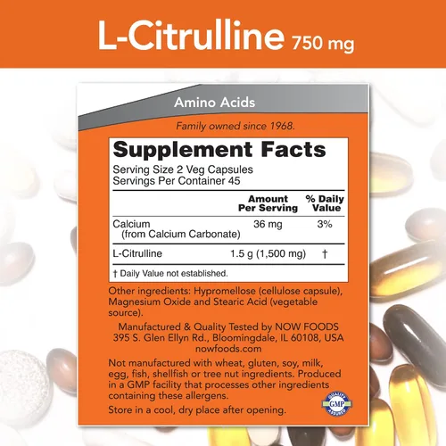 Vista 2 de NOW Foods CITRULLINE 750MG 90 VCAPS