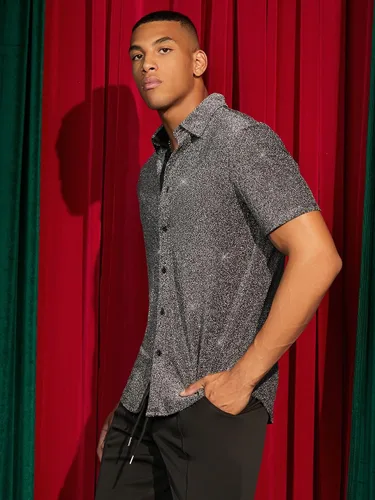 Vista 3 de Verdusa Camisa de manga corta con botones y purpurina para hombre