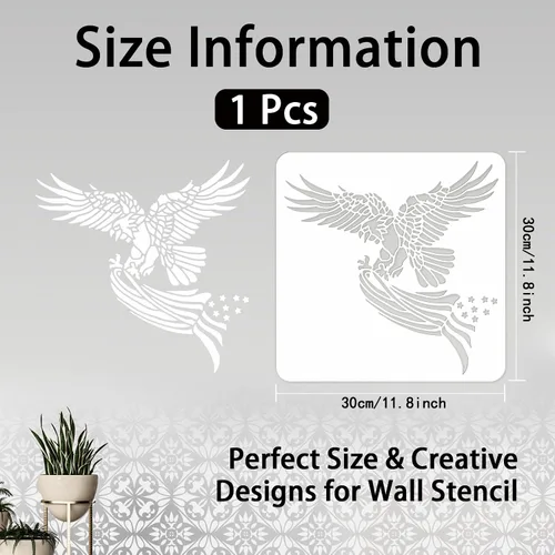 Vista 2 de INFUNLY Plantillas de pared de águila, plantillas grandes de pájaro para pintar plantillas cuadradas reutilizables de 12 x 12 pulgadas, plantillas