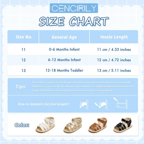 Vista 6 de CENCIRILY Sandalias de verano para bebés, niñas y niños, con lazo y suela de goma suave, zapatos planos para caminar