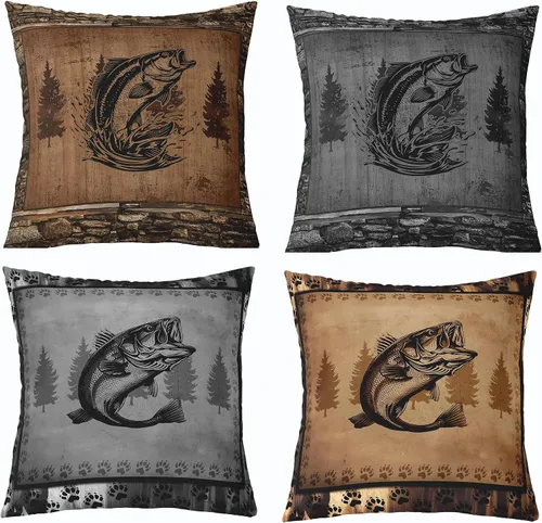 Vista 37 de Feelyou Fundas de Almohada Decorativas de León 16"x16" Juego de 4 Funda de Cojín Suave de Tigre Decoración de Lobo Funda de Almohada de Leopardo