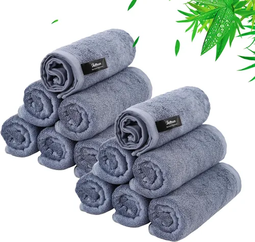 Vista 12 de Paquete de 12 paños de lavado, toallas faciales súper suaves y agradables a la piel para pieles sensibles, paños pequeños de 10 x 10 pulgadas, paños