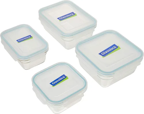 Vista 3 de Glasslock Juego de 2 recipientes rectangulares y 2 cuadrados surtidos aptos para horno, 4 piezas