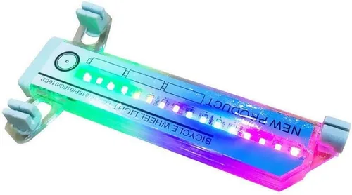 Vista 9 de Yunobi Luces de rueda de bicicleta - Luz de neumático de rueda, 32 patrones atractivos luz de bicicleta de doble pantalla radios luz de conducción