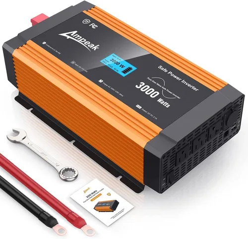 Vista 8 de Ampeak - Inversor de onda sinusoidal modificada de 1500 W, 12 V CC a 110 V CA, 17 protecciones