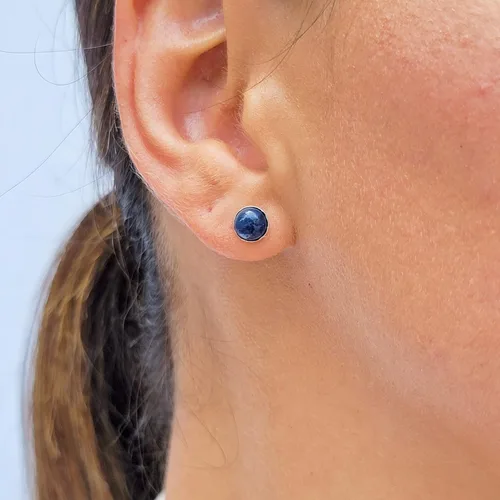 Vista 58 de Pendientes naturales de 0.236 in con chapado en oro blanco sobre plata de ley, bisel cabujón de piedras preciosas regalo de joyería para ella