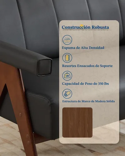 Vista 7 de Silla negra moderna del acento del cuero de imitación del mediados de siglo Negro