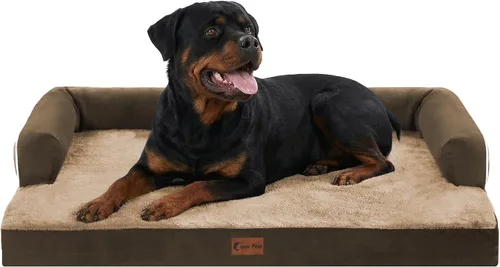 Vista 16 de Cama ortopédica para perros extragrandes, cama de espuma XL con forma de caja de huevos impermeable con lados 45x35 pulgadas, cama de sofá