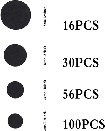 Vista 2 de Iceyyyy Más de 200 círculos de fieltro adhesivos, almohadillas de fieltro autoadhesivas negras para Halloween, proyectos de bricolaje, disfraces