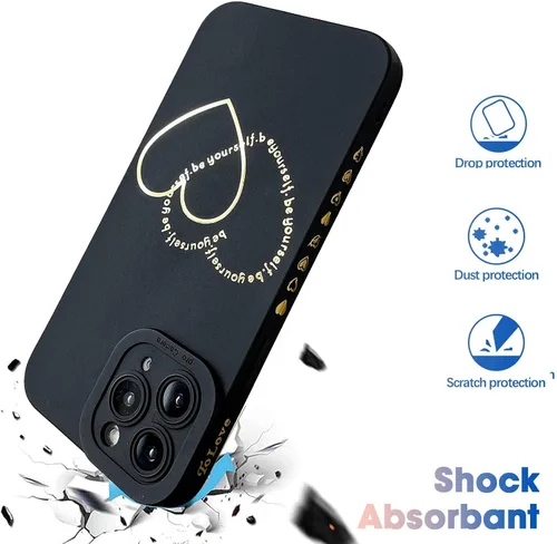Vista 4 de ankofave Funda para iPhone 11 Pro Max para mujeres y niñas, bonita funda chapada en oro con doble corazón, suave, a prueba de golpes, funda Rosado