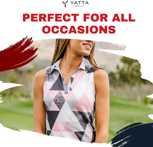 Vista 28 de YATTA GOLF Polo de golf sin mangas para mujer, absorbe la humedad, cuello en V, para golf, entrenamiento, golf