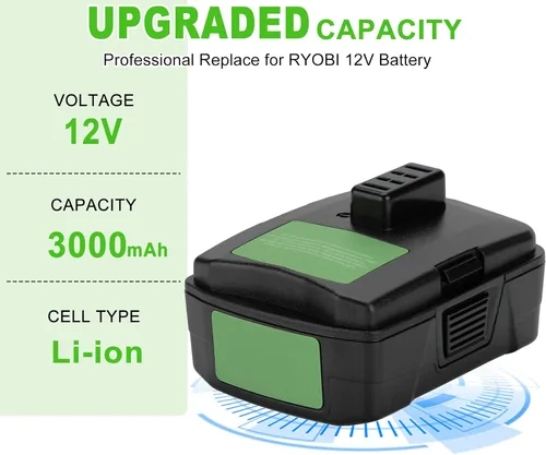 Vista 3 de Batería de 12V 3.0Ah compatible con RYOBI CB120L CB121L BPL-1220 130503001 130503005 BS12CA BID-1201 CAH120LK CD100 BID-1201, para batería RYOBI