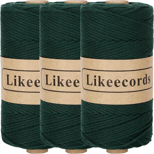 Vista 62 de Likeecords 100% Hilo de Ganchillo de Algodón Cordón de Bolsa de 2mm 170m Cordón de Macramé de 2mm Hilo de Crochet Cuerda de Macramé Regalo para Verde
