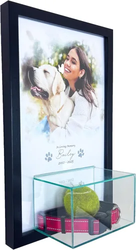 Vista 3 de Perfect Cases Vitrina conmemorativa para mascotas con impresión fotográfica de 8 x 10 y vitrina de 7 x 4 x 4