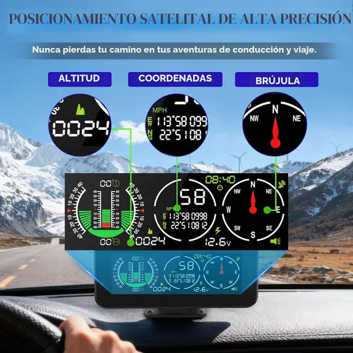 Vista 4 de MR CARTOOL Velocímetro GPS M60 para coche, inclinómetro digital con brújula
